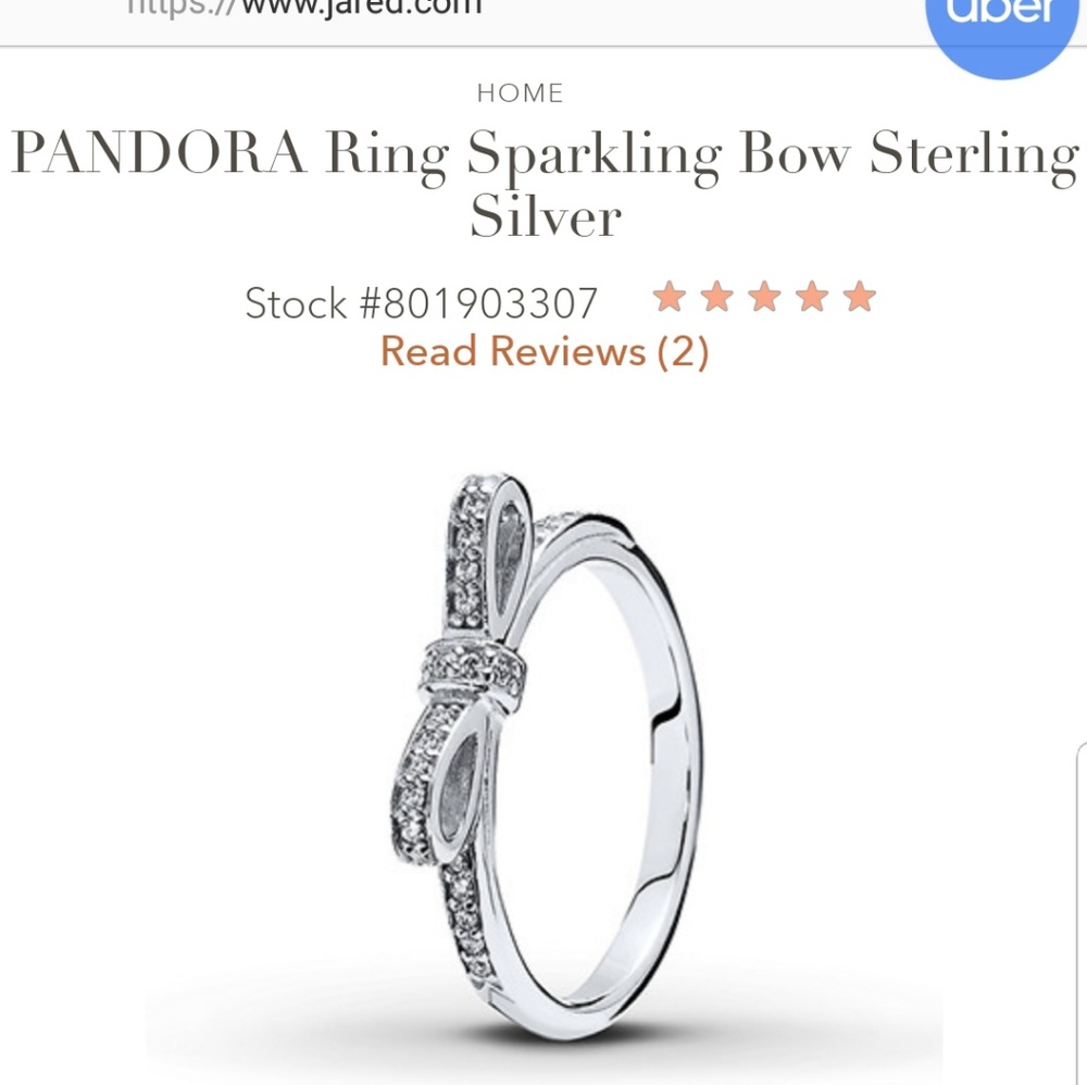 Pandora CZ bow sliver ring